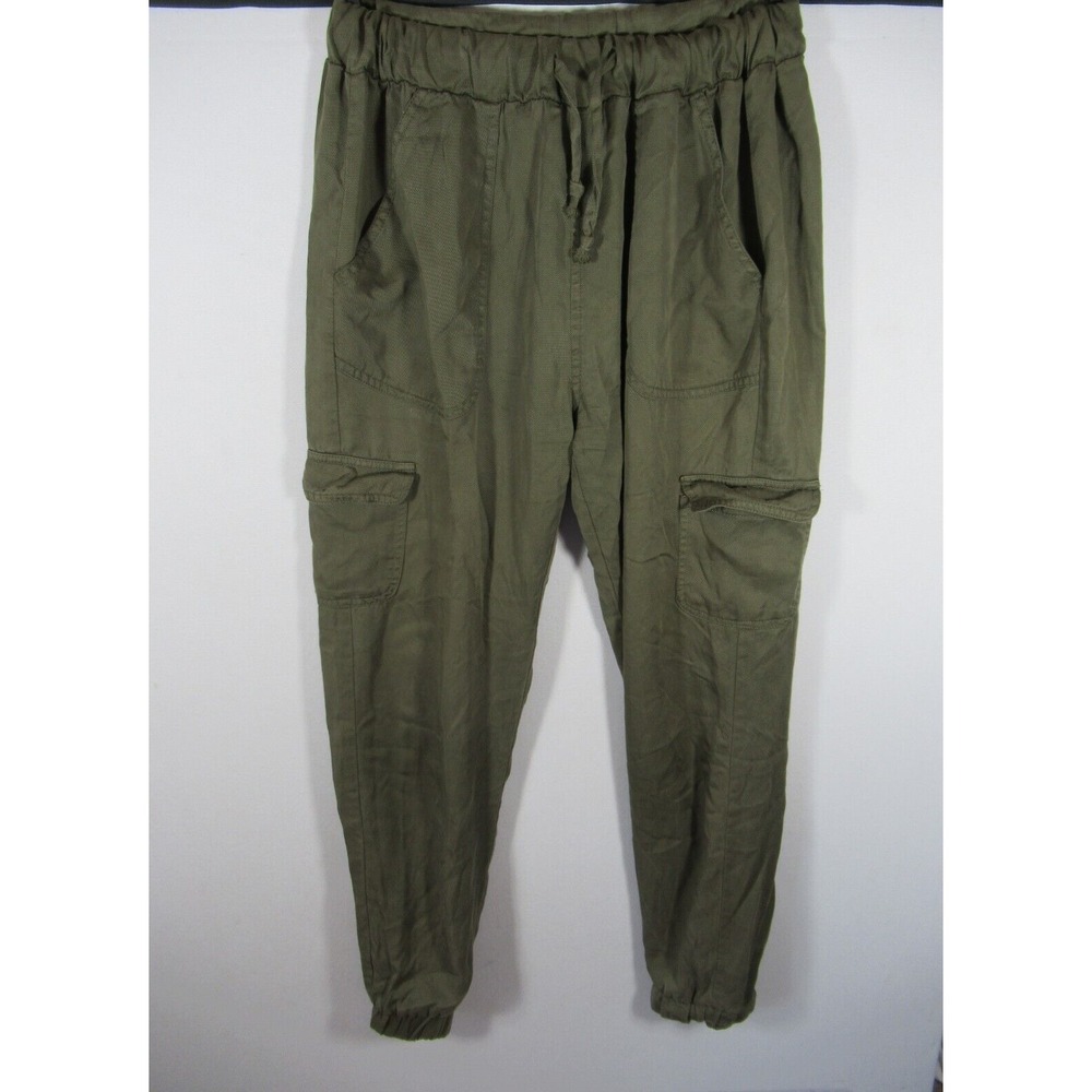 Thread & Supply Lyocell Cargo Jogger Pants Women Small Olive Green Pockets